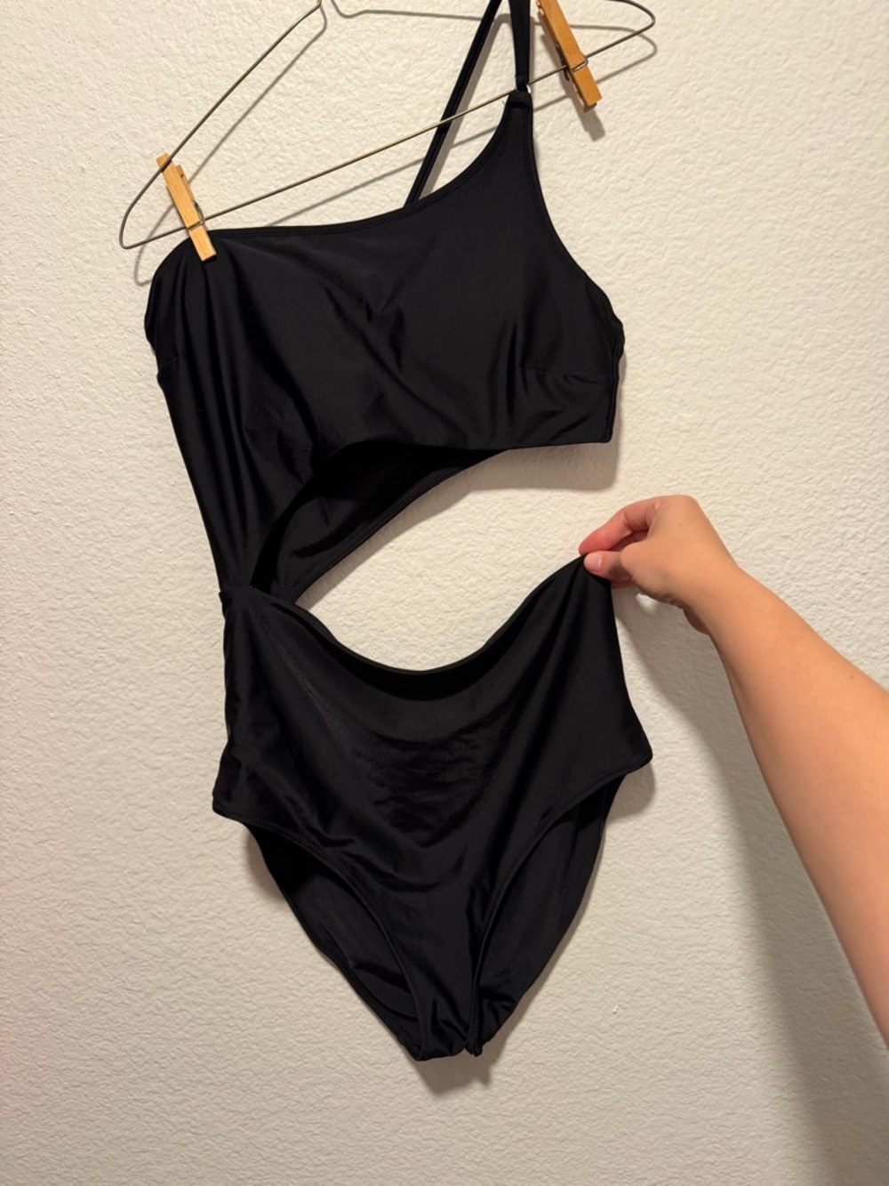 Aerie One Piece Cut Out Swimsuit Black Medium Long